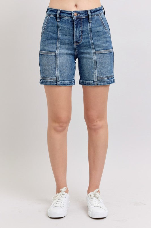 Judy Blue Full Size High Rise Denim Shorts Medium Denim Shorts