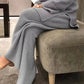 Cozy light gray ribbed knit plus size sweater set with wide-leg pants