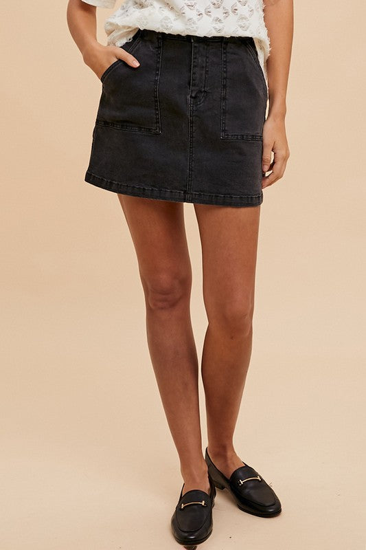 Annie Wear Cargo Denim Mini Skirt Denim Skirts