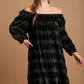Umgee Off-Shoulder Balloon Sleeve Velvet Mini Dress Black S Mini Dresses
