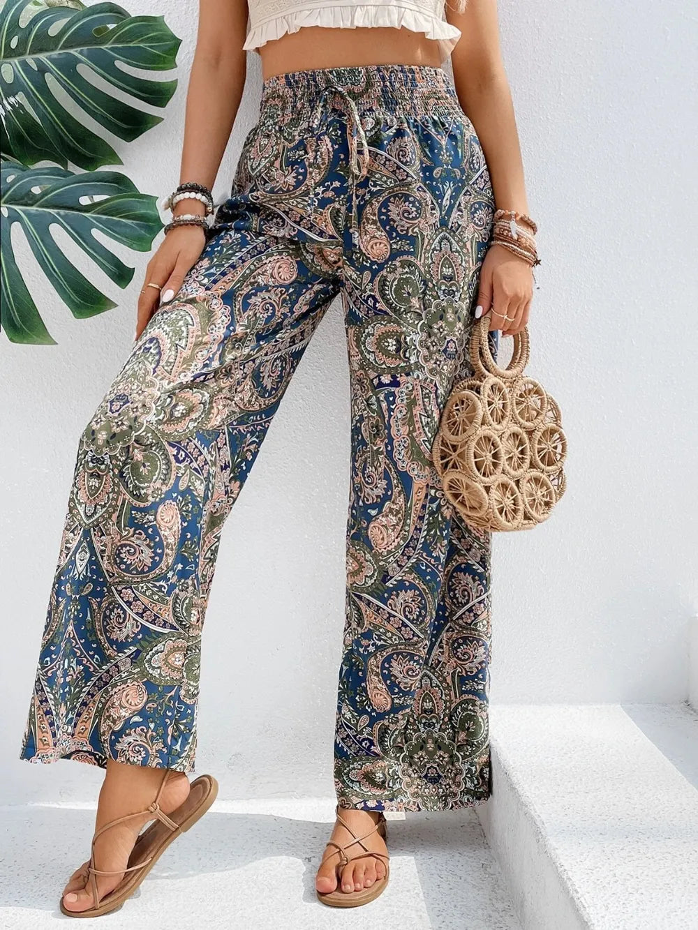 Printed Wide Leg Pants | Pants Daverri Fashions