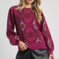 Umgee Boho Patterned Long Sleeve Sweater - DAVERRI FASHIONS
