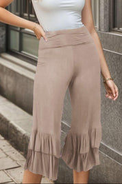 Heimish Full Size Ruffled High Waist Wide Leg Pants Plus Size | Pants Daverri Fashions