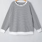 Black striped raglan sleeve oversized sweatshirt with side slits
