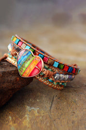 Imperial Jasper & Crystal Layered Bracelet | Bracelets Daverri Fashions