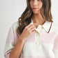 MABLE Oversized Stripe Polo Collar Sweater Sweaters