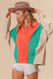 BiBi Colorblock Exposed Seam French Terry Sweatshirt | Daverri Fashions