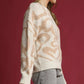 Umgee Heart Print Crew Neck Sweater - DAVERRI FASHIONS