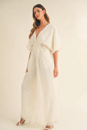 MABLE Fluffy Deep V Neck Wide Leg Jumpsuit | Jumpsuits Daverri Fashions