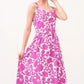 And The Why Square Neck Belted Floral Printed Midi Dress - DAVERRI FASHIONS