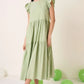 Mittoshop sage green ruffle short sleeve tiered maxi dress