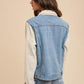 Annie Wear Collared Neck Double Placket Denim Jacket - DAVERRI FASHIONS