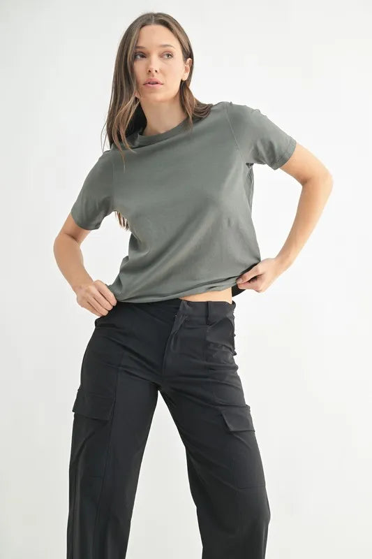 MONO B Round Neck Short Sleeve T-Shirt URBAN CHIC