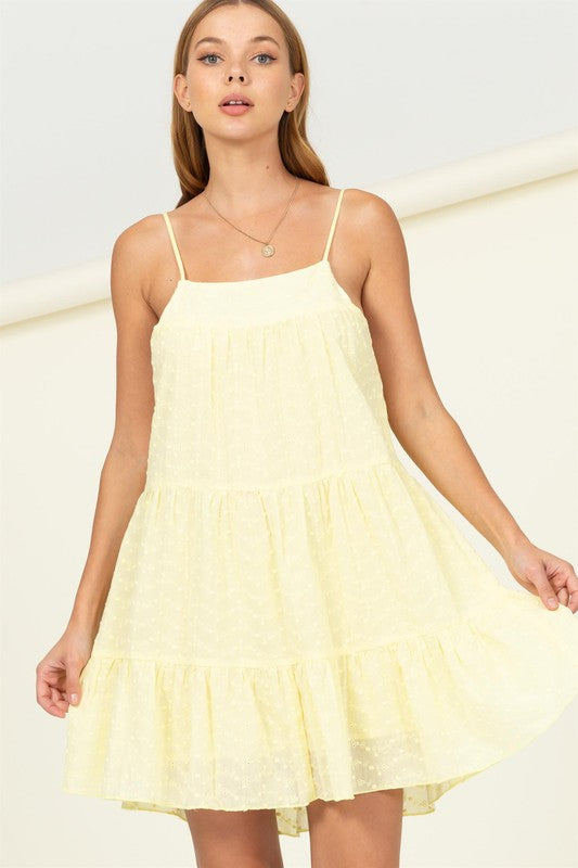 Eyelet Tiered Cami Dress YELLOW L Cami Dresses