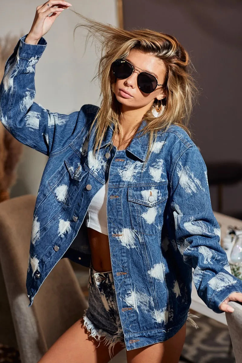 BiBi Washed Tie Dye Denim Jacket | Denim Jackets Daverri Fashions