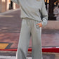 Daverri Fashions grey sweatpants with white stripes and drawstring waistband