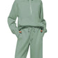 Half Zip Long Sleeve Top and Pants Set - DAVERRI FASHIONS