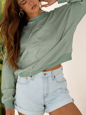 Flower Patch Drop Shoulder Sweatshirt | Tops Daverri Fashions