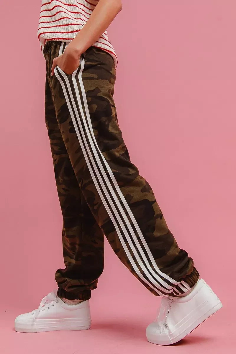BiBi Side Lines Camouflage Track Pants - DAVERRI FASHIONS
