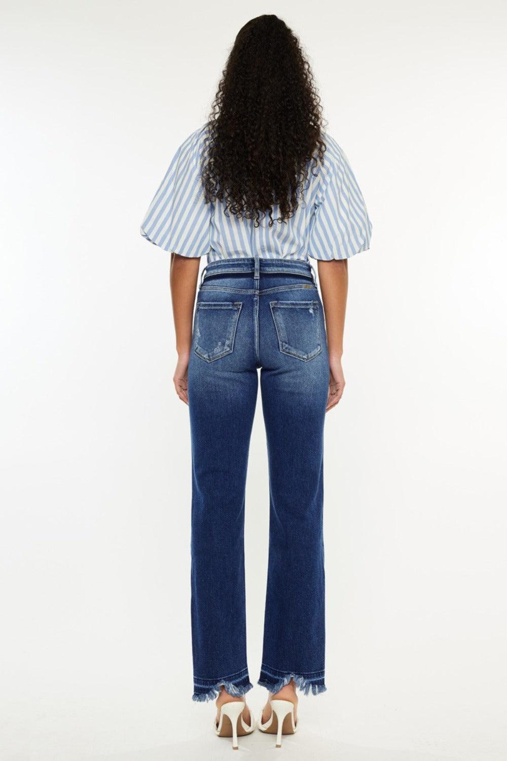 Kancan High Rise Distressed Slim Straight Jeans | Jeans Daverri Fashions
