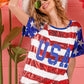 BiBi American Flag Theme USA Lettering Sequin Top Tops