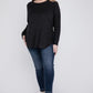 Plus Melange Baby Waffle Long Sleeve Top Plus Tops
