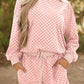 Daverri Fashions Checkerboard Long Sleeve Pullover and Shorts Set - DAVERRI FASHIONS