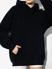 Black Kangaroo Pocket Long Sleeve Hoodie | Hoodies Daverri Fashions