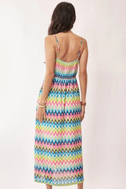 Davi & Dani Multi Color Crochet Lace Midi Dress | Daverri Fashions