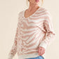 And The Why Leopard Zebra Combo Casual Sweater Top - DAVERRI FASHIONS