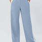 Light blue Side Striped Wide Leg Pants with white side stripes