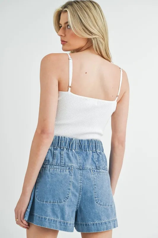 MABLE Scalloped Edge Ribbed Knit Cami