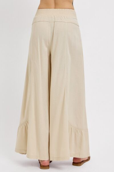 RISEN Shirring Detail Wide Leg Pants Pants