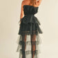 MABLE Tulle Tube Ruffle Crop Top and High Low Maxi Skirt Set Skirt Sets