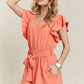 ADORA Ruffle Sleeves Romper with Pockets - DAVERRI FASHIONS
