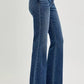 RISEN Full Size Mid Rise Flare Frayed Hem Jeans Plus Size - DAVERRI FASHIONS