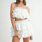 MABLE Ruffle Layered Crop Top and Mini Skirt Set Outfit Sets