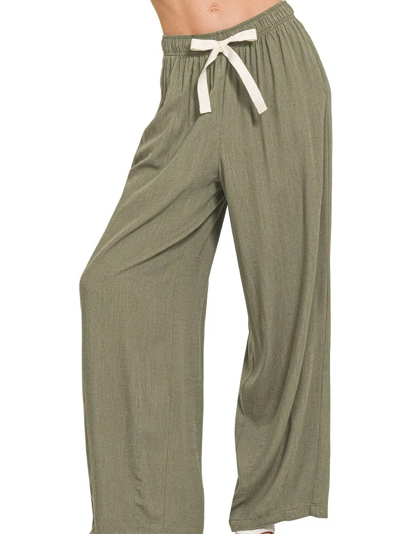 Zenana Linen Drawstring Pants | Pants Daverri Fashions