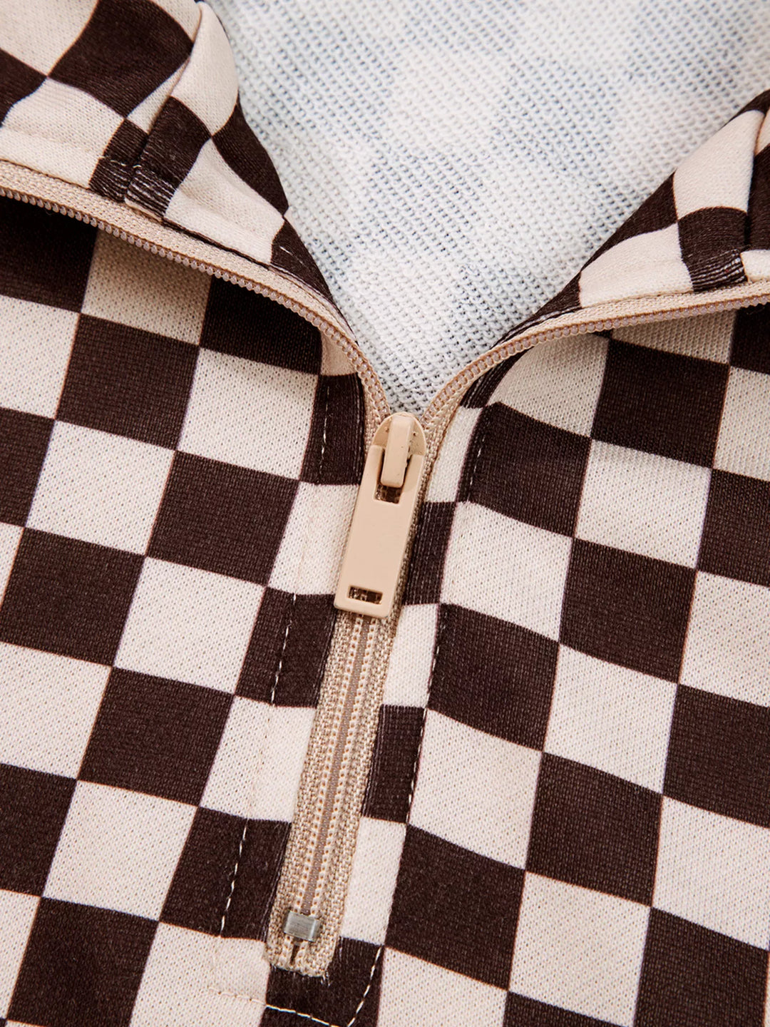 Checkered Drawstring Hoodie and Pants Set | Loungewear Sets Daverri Fashions