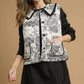 Umgee Toile Quilted Vest with Ruffle Collar - DAVERRI FASHIONS