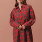 SO ME Christmas Checker Plaid Button Up Shirt Dress - DAVERRI FASHIONS