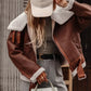 Shearling Lined Zip Up Jacket - DAVERRI FASHIONS