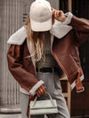 Shearling Lined Zip Up Jacket - DAVERRI FASHIONS