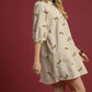 Umgee Corduroy Babydoll Dress with Floral Embroidery