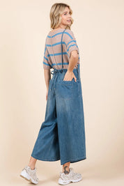 Mittoshop Denim Tie Back Sleeveless Wide Leg Overalls | Overalls Daverri Fashions
