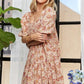 ADORA Floral Square Neck Puff Sleeve Dress
