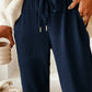 Daverri Fashions navy blue corduroy drawstring waist pants