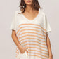 BiBi V Neck Striped Short Sleeve Top Size XL Tops