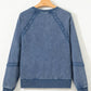 Blue mineral wash baggy sweatshirt with lace patchwork trim