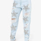 Distressed Star Wash Boyfriend Jeans - DAVERRI FASHIONS